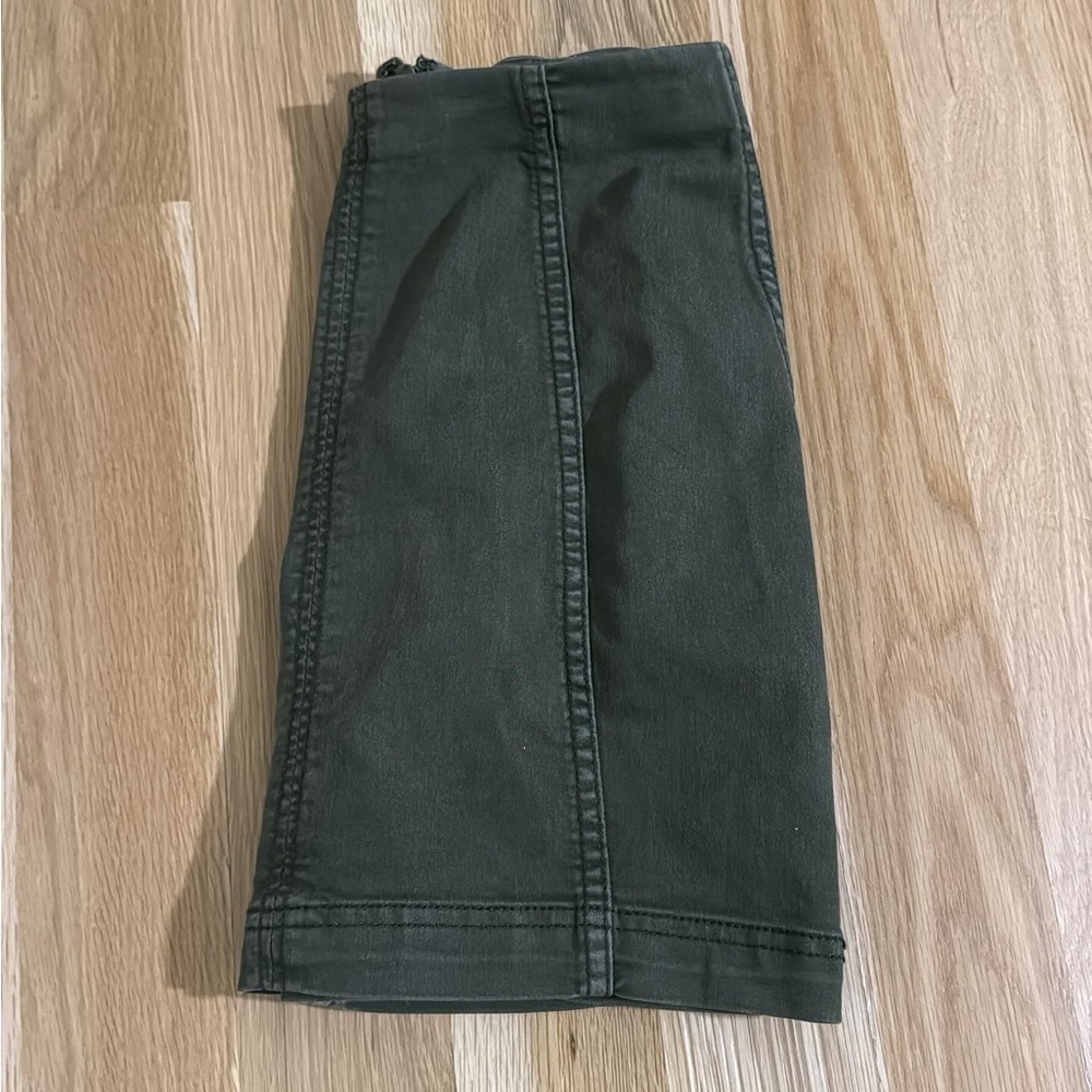 Free People Olive Green Denim Skirt